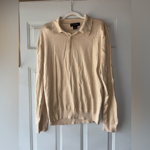 Brooks Brothers Other - Brooks Brothers beige silk blend collared lightweight sweater size L